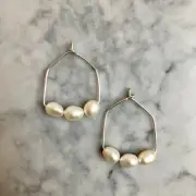 Pearl Hoops - Triple Drop Baroque Earrings - The Pearl Girl