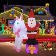6FT Old Man Unicorn Christmas Inflatable Decoration with LED Lights for Holid...