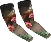 [FHEDVBN] Farm Chickens Arm Sleeves Compression Arm Covers for Men Women Outdoor Sun Sleeves Cooling Sports Sleeve, Black