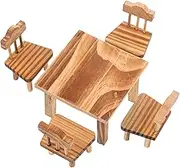 Vaguelly Retro Emulational Mini Furniture Set Traditional Chinese Table Chair Decor for Home Furnishing Educational Toys Living Decor Ornaments for Desk Room Decoration