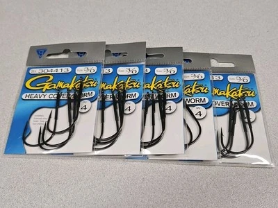 5 Brand New Packs Gamakatsu 3/0 HEAVY COVER WORM HOOKS!!!