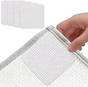 Grippers for Rug, 4pcs Non Slip Washable Rug Tape Grip Carpet Corner, Stop Mat Slipping on Laminate Floor Vacuum Tech Grippers for Mat Carpet Grips for Area Rug Flat on Hardwood Floors and Tiles