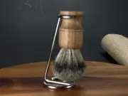 Black Walnut Wood Handle Badger Shaving Brush W Stand Man Gift Holiday Christmas