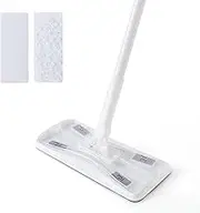 Eyliden Sweeper Mop with 56" Long Handle, 36 Disposable Refills - 12 Heavy-Duty Pet Hair Cleaning Pads, 24 Dry Sweeping Cloths, Dry Dust Mops Kit for Multi Surface Floor Cleaning (White)