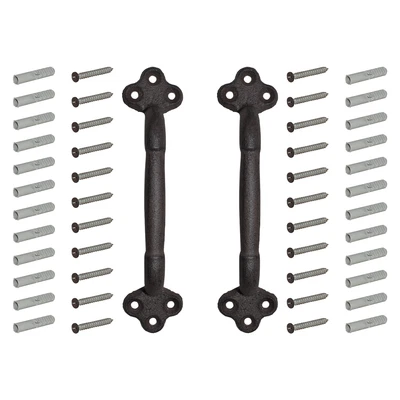 Nuk3y Rustic Cast Iron Gate Door Handle Pull Set Of Two