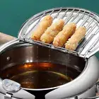 Small Deep Fryer Stainless Steel Frying Pot With Thermometer Lid & Oil Drainer