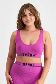 [Bonds] Bonds Women's Retro Rib™ Seamless Deep V Crop Bra in Sequin Size: 14 14 Sequin