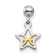 Sterling Silver Mio Memento Rhodium-Plated Gold-Tone Dangle Star Charm