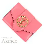 Louis Vuitton Tri-Fold Wallet Portefeuille Lv Pontneuf Dahlia Leather M69177