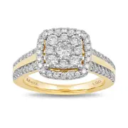 Meera Cushion Halo Ring with 1.00ct of Laboratory Grown Diamonds in 9kt Yellow Gold