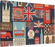 FHEDVBN England Symbols Wall Art Canvas Prints Personalized Picture to Canvas Wall Art Modern Artwork Ready to Hang Wall Paintings Poster for Home Decoration 12x18 Inches Unframed