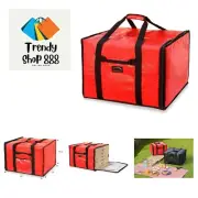 Unisex Red Insulated Delivery Bag 20"x19"x13" - Perfect for Hot Pizza Transit