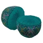 Yoga Meditation Pillow Cushion Zafu Floor Hand Green hand woven Ikat kapok fill