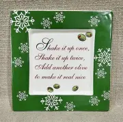 Holiday Winter Martini & Olive Lyrical Rhyme Square Plate by Ganz - 7.5”-1 Pc