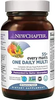 New Chapter Multivitamin for Men 50 Plus - Every Man's One Daily 55+ with Fermented Probiotics + Whole Foods + Astaxanthin + Organic Non-GMO Ingredients - 90 ct