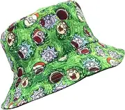 [SINLOOG] Bucket Hat, Rick and Morty Unisex Sun Hat Reversible Two-Side-Wear Green/Black Fisherman Cap for Teens