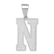 Sterling Silver Rhodium-Plated Letter N Initial Pendant