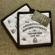 Spooky Halloween Spirit Ouija Board Pot Holder Set of 2 Black/White NEW Witchy
