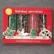 LARGE Wilton Assorted Holiday Sprinkles 4 Tubes 19.3 oz total
