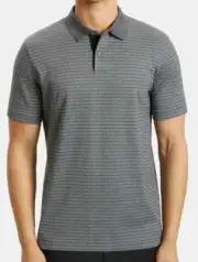 NWT THEORY SzL STANDARD INCA JACQUARD PRINT SHORT SLEEVE POLO GREY MULTI