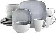 Gibson Elite Soho Lounge Reactive Glaze Stoneware Dinnerware Set, Service for 4 (16pc), Two-Tone Gray