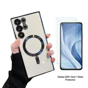 Galaxy S24+ Shockproof Mag Safe Magnetic Case Cover with Glass Protector