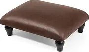YOYETECO Small Foot Stool Ottoman with Stable Wood Legs Upholstered Footstool Padded Foot Rest Step Stool for High Beds Seat Chair Couch Sofa Patio Bedroom Living Room Office (5.9" H-Brown)