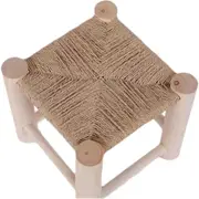 Hand-Woven Wooden Shoe Changing Stool - Beige Pine Stool with Non-Slip Surface
