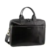 Pierre Cardin Mens Italian Leather 15" Laptop Computer Bag Black