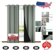 Thermal Insulated Blackout Drapes - Greyish Green, 80" Long, 2 Panels Included