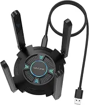 WAVLINK AX5400 USB WiFi 6 Adapter Long Range, USB WiFi Adapter for PC Laptop, Tri-Band 6GHz 2402Mbps + 5GHz 2402Mbps + 2.4GHz 573Mbps, 4x5 dBi Antennas, OFDMA, WPA3, USB WiFi Dongle for Windows 11/10