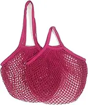 Breast Milk Storage Bag Portable Reusable Grocery Bags for Fruit Vegetable Bag Cotton Mesh String Organizer Handbag Short Handle Net Shopping Bags Tote Storage Bag (Color : Hot Pink 17, Size : S-10x