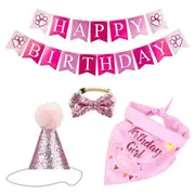 Dog Birthday Party Supplies,Pet Birthday Hat and Dog Bandana Set,Pink