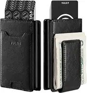 [VULKIT] Money Clip Wallet Pop Up Card Holder RFID Protection Mens Leather Wallet 2-in-1 Business Card Holder for 7 Cards & 15 Bills
