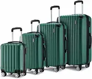 [AUSWAY] 4 Piece Luggage Set Travel Suitcase Traveller Bag Carry On Lightweight Hard Shell Trolley Green
