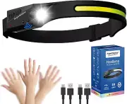 Headlamp Rechargeable, LED Waterproof Headlight for Adults, 230° Headband Light