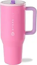 HydroJug Traveler - Modern 40 oz Tumbler with Handle & Simple Flip Straw - Car Cup Holder Friendly, Leak Resistant Water Bottle-Reusable Insulated Stainless Steel & Rubber Base - Gifts for Women & Men