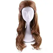 Long Brown Wavy Synthetic Hair with Braid Updo Buns Wig for Women Cosplay Wigs Halloween Wigs