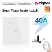 Tuya Zigbe 40A Smart Water Heater Switch EU Plug APP Remote Control Voice Timer Damp-proof Glass Panel Induction Touch B