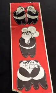 Vintage 80’s Russ Dandies PANDA BEAR Foil Sticker Strip - Rare & HTF