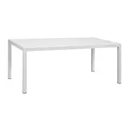 Manly White Aluminium Outdoor Dining Table with Faux wood Top (180x95cm)