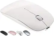 Bluetooth Mouse Rechargeable Wireless Mice - Tsmine Slim Cordless Mouse for Notebook PC Laptop Computer Windows Android Tablet MacBook, White