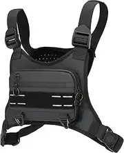 KOCULEMI Water Resistant Chest Bag - Minimalist Running Pack, Phone Holder with Extra Storage, Lightweight Running Vest, Cycling Chest Pack, Black