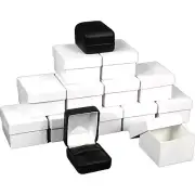 12 Ring Boxes Black Faux Leather Jewelry Case Display