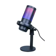 Laser Gaming RGB Streaming Microphone with Headphone Jack, Pop Filter, Noise Cancellation, USB Plug-and-Play