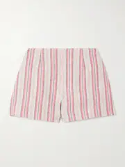 [Faithfull] Faithfull - Luda Striped Linen And Cotton-blend Shorts - Pink - small small Pink
