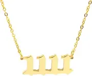 [HUTINICE] Angel Number Necklace For Women, Gold Plated Dainty 111 222 333 444 555 666 777 888 999 Pendants Choker Chain Numerology Jewelry