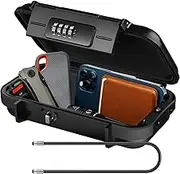XXL Large Security Lock Box,Outdoor Waterproof Shockproof Travel Safe Lock Box with Removable Wire Rope,4-Digit Combination Safe Box for Dorm,Travel,Beach,Hotel,Car,Home,Office