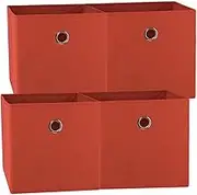 SORTI 33x37x33 CM 4X Pack Candy Red Foldable Folding Storage Cube Storage Box Bookcase Fabric Cube Toy Organiser Organizer