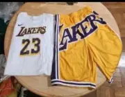 NIKE & MITCHELL & NESS LAKERS SHIRT - SHORTS SET - NEW MEN'S SIZE 2XL - XLT
